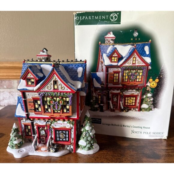 Scrooge McDuck & Marleys Counting House Snowy Christmas Village Decor By Dept 56 - Picture 1 of 16